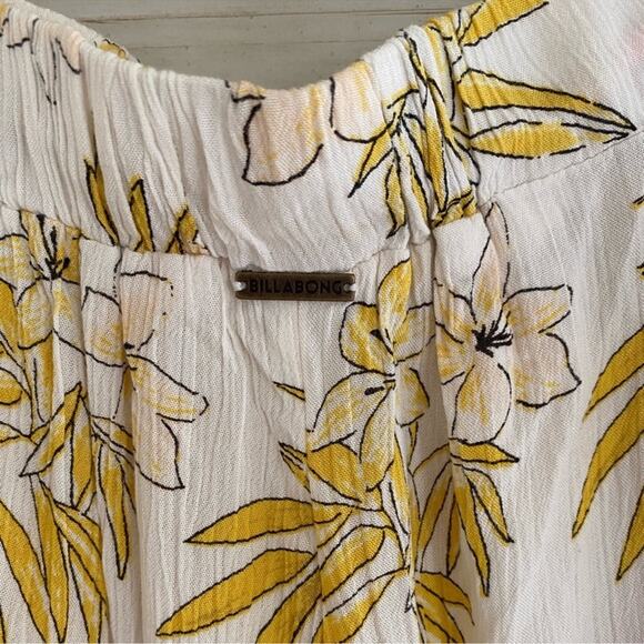 Billabong Wide-Leg Woven Pants Women Sz M Heart Beats Floral Beach Elastic Waist - Picture 7 of 11